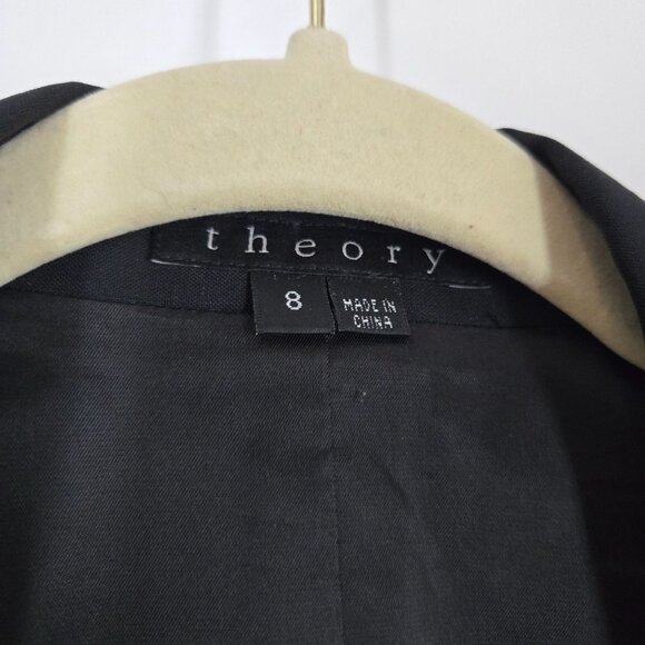 Theory Black Wool Open Front Short Vest Menswear Inspired Women's Size 8 - Picture 7 of 9